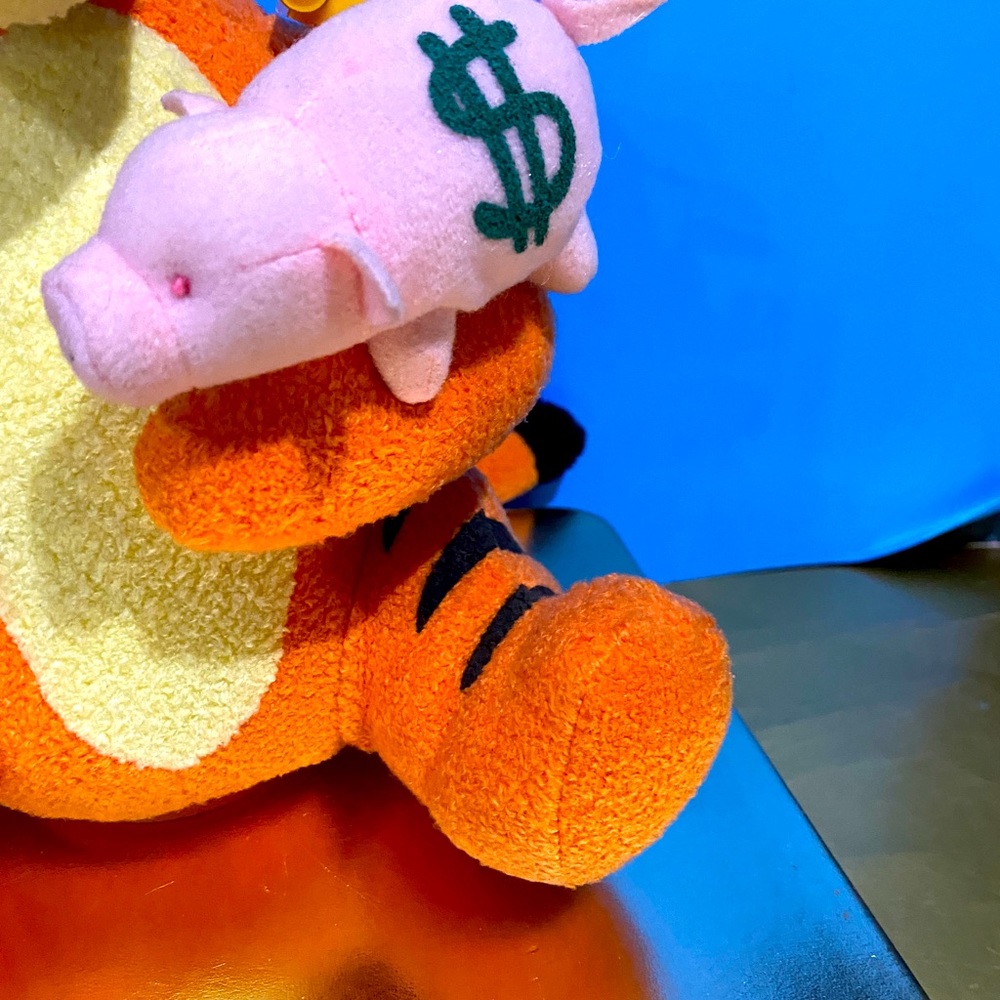 DISNEY NWT WINNIE THE POOH TIGGER PLUSH COIN PIGGY BANK w/STOPPER APPLAUSE 10” - Picture 5 of 16